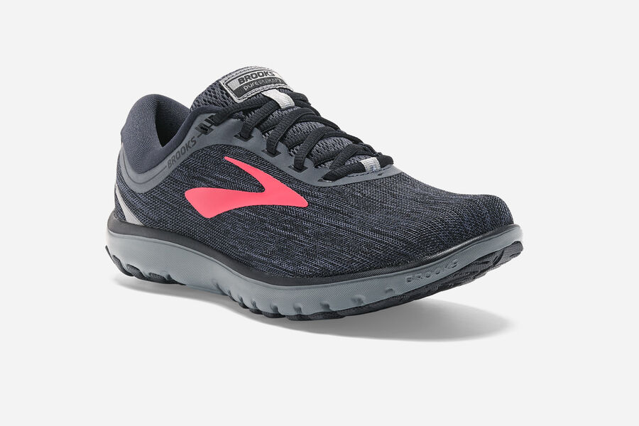 Brooks Running Shoes Womens Black/Pink - Pureflow 7 Road - 7462-TGKUP